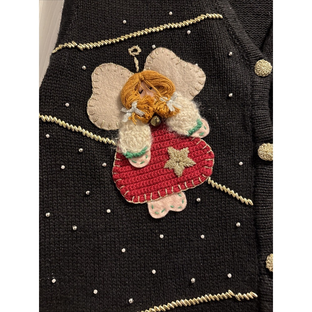 Vtg Bobbie Brooks Women's S Angel Star Ugly Festive Christmas Sweater Vest 3D - Picture 4 of 8